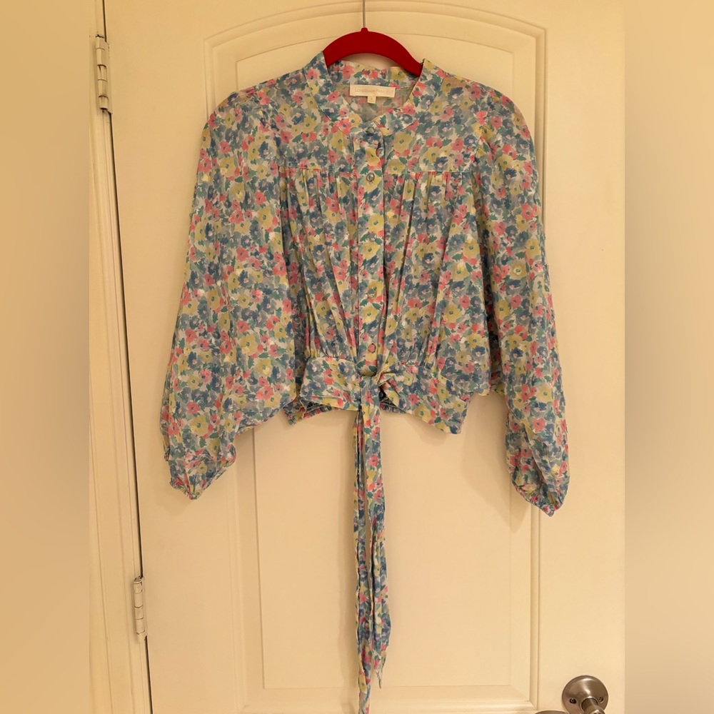 Love Shack Fancy tie waist top S